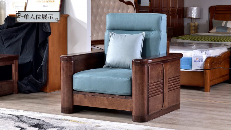 長樂家具北美胡桃色橡膠木1909#沙發介紹12