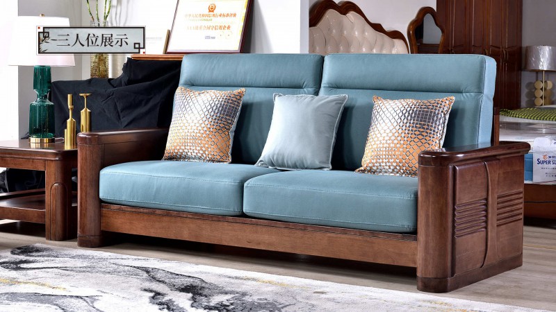 長樂家具北美胡桃色橡膠木1909#沙發介紹14