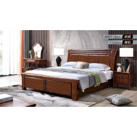 長樂家具北美胡桃色橡膠木1652#大床