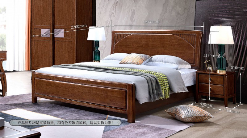 長樂家具北美胡桃色橡膠木2131#大床介紹3