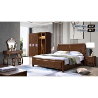 長樂家具北美胡桃色橡膠木2133#大床