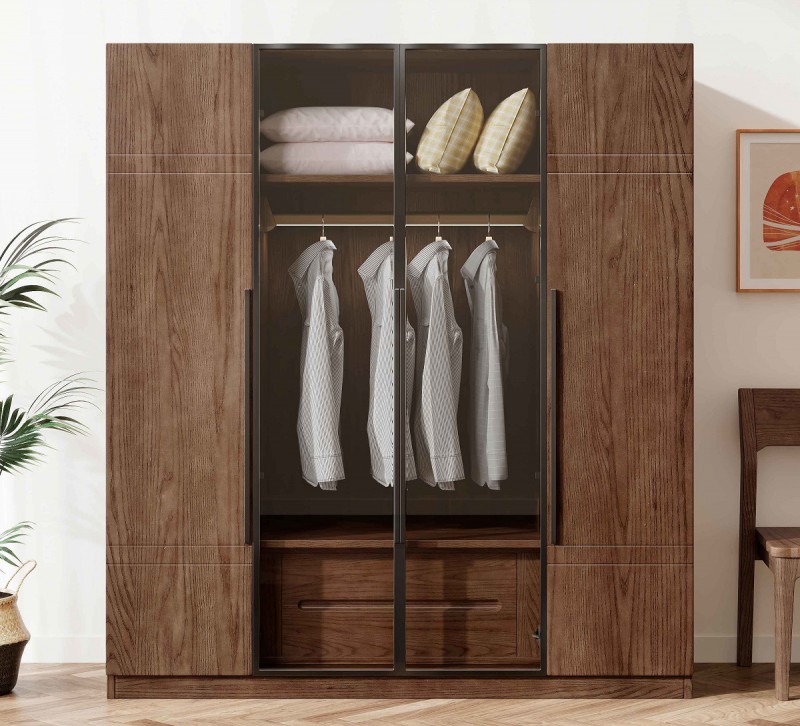 L2684#四門開門衣柜（胡桃色）