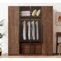 朗朝現(xiàn)代極簡(jiǎn)白蠟?zāi)炯揖撸篖2684#四門(mén)開(kāi)門(mén)衣柜（胡桃色）