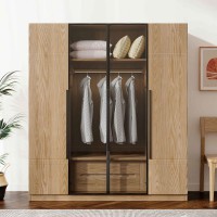 朗朝現(xiàn)代極簡(jiǎn)白蠟?zāi)炯揖撸篖2684#四門(mén)開(kāi)門(mén)衣柜（原木色）