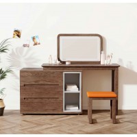 朗朝現代極簡白蠟木家具：L2691#梳妝臺（胡桃色）、妝凳