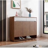 朗朝現(xiàn)代極簡白蠟?zāi)炯揖撸篖2852#鞋柜（胡桃色）