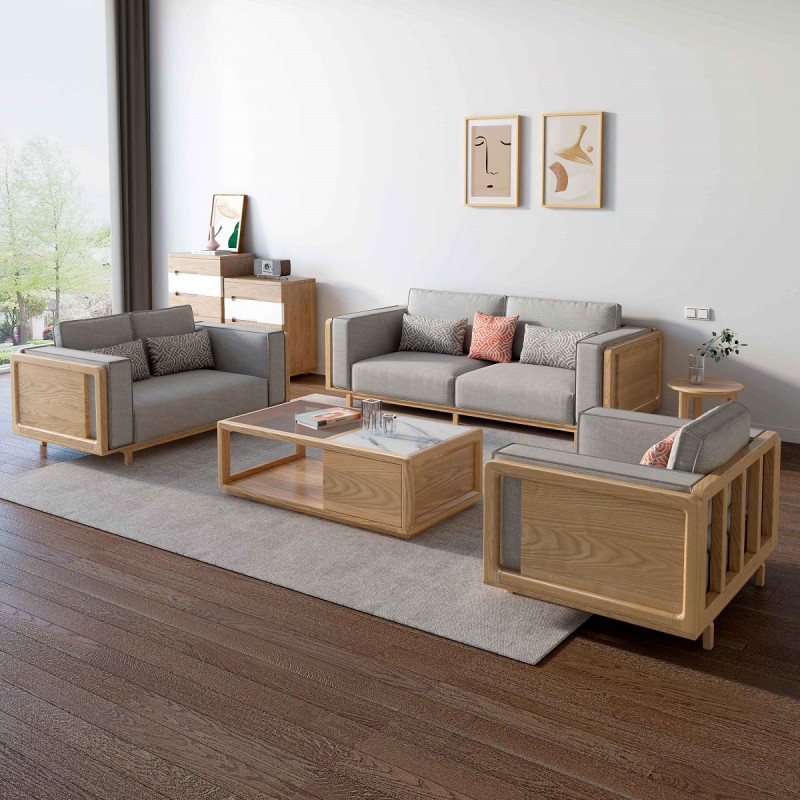 L2802#1+2+3沙發（原木色）、L281#長茶幾