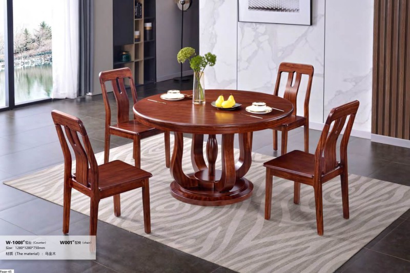 烏金木W-1008#餐臺、W001#餐椅