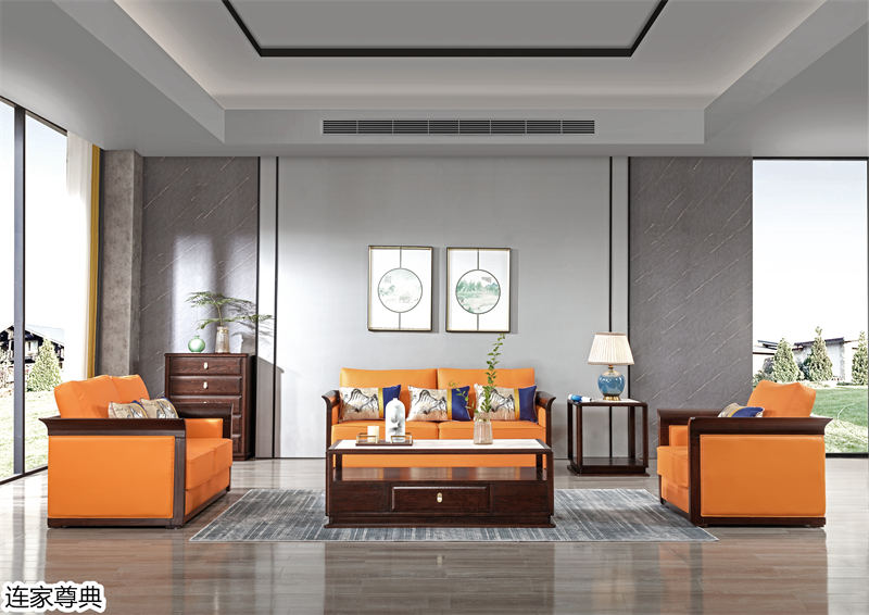 江西南康連家尊典現代中式白蠟木家具5