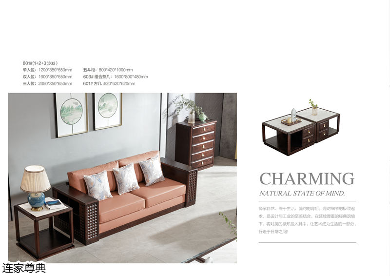 江西南康連家尊典現代中式白蠟木家具7