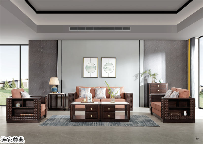 江西南康連家尊典現代中式白蠟木家具8