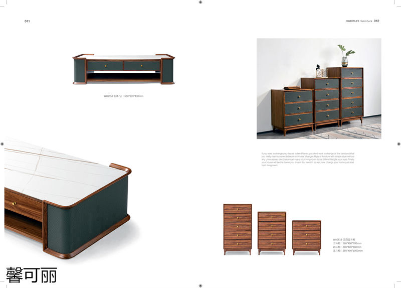 馨可麗現代極簡輕奢烏金木家具5