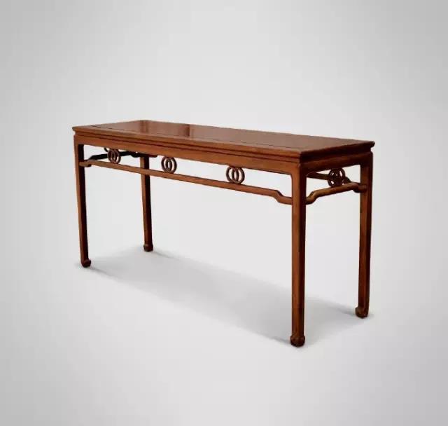 明晚期黃花梨有束腰套環卡子花條案