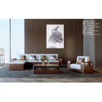 艾美儷家可可西里現代極簡黑金檀木家具：轉角沙發KK3208#、長茶幾KK3301#