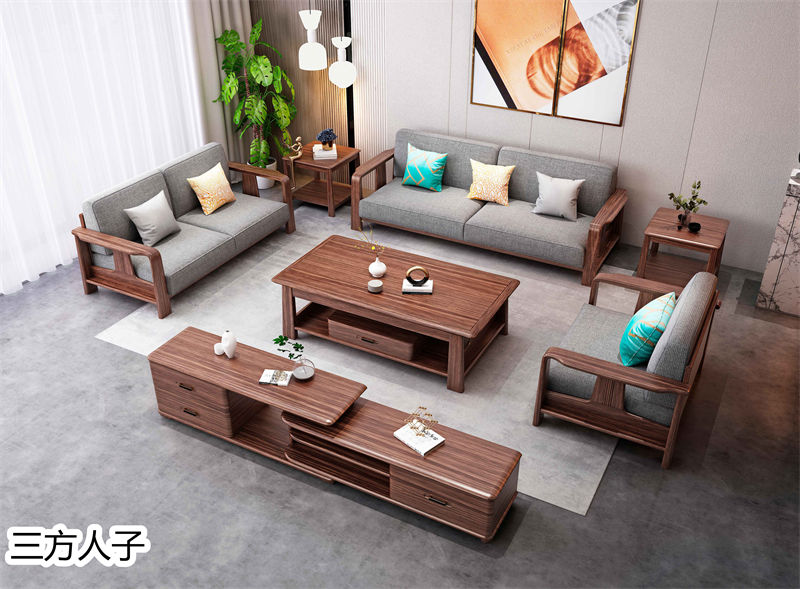 三方人子現代極簡風格烏金木家具1