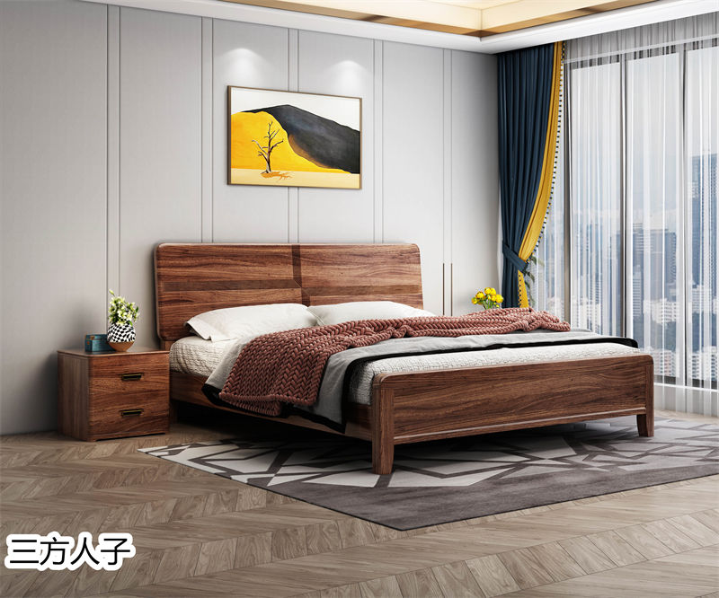 三方人子現代極簡風格烏金木家具60