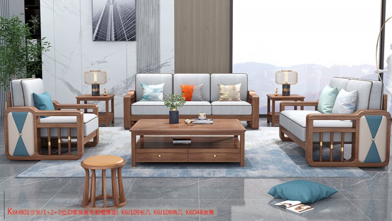 K6H801沙發 1+2+3位（D靠背直條前框厚墊）