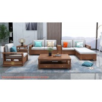 康優寶輕奢新中式胡桃木家具：K6H305沙發 轉角+單位（D靠背儲物箱體薄墊）