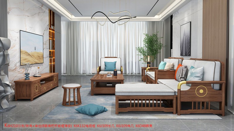 K6H210沙發 轉角+單位（B靠背欄桿前框薄墊）