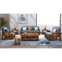 康優(yōu)寶輕奢新中式胡桃木家具：K6H210沙發(fā) 1+2+3位（B靠前欄桿前框薄墊）