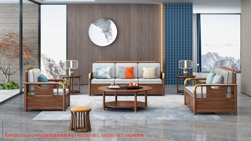 K6H180沙發 1+2+3位（B靠背儲物箱體薄墊）