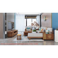 康優(yōu)寶輕奢新中式胡桃木家具：K6H170沙發(fā) 轉(zhuǎn)角+單位（D靠背直條前框厚墊）