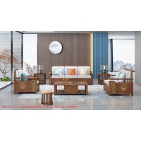 康優(yōu)寶輕奢新中式胡桃木家具：K6H170沙發(fā) 1+2+3位（B靠背儲(chǔ)物箱體薄墊）