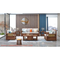 康優(yōu)寶輕奢新中式胡桃木家具：K6H169沙發(fā) 1+2+3位（B靠背儲(chǔ)物箱體薄墊）