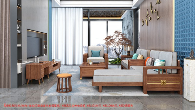 K6H166沙發(fā) 轉(zhuǎn)角+單位（D靠背直條前框厚墊）