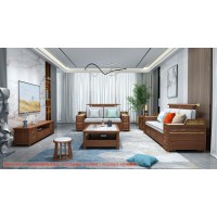 康優(yōu)寶輕奢新中式胡桃木家具：K6H91沙發(fā) 2+3位（A靠背儲物箱體薄墊）