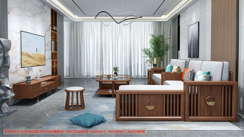 K6H90沙發 轉角（D靠背欄桿前框厚墊）