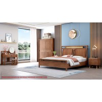 康優寶輕奢新中式胡桃木家具：K6A8118床