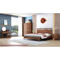 康優寶輕奢新中式胡桃木家具：K6A819床