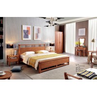 安德穩(wěn)南美胡桃木木蠟油原木家具：床818#