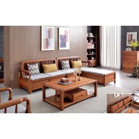 安德穩南美胡桃木木蠟油原木家具：轉角沙發L333#