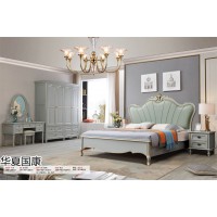 華夏國康簡約美式家具，江西南康高級灰、象牙白、胡桃色、香檳金色美式套房廠家