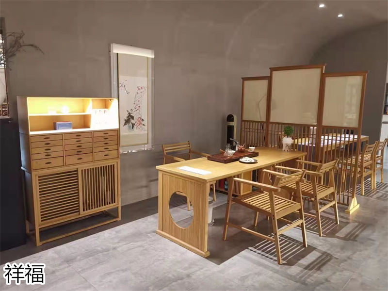 祥福竹家具辦公空間、茶空間、康養民宿、音樂館、大劇院茶藝館，書畫、國學、插花桌椅工程定制廠家