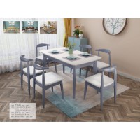 云杉木語云帆北歐系列家具：2314#方桌、2317#牛角椅