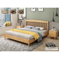 云杉木語云帆北歐系列家具：999#簡約豎條床（月牙床邊）