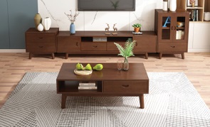 YF-64#四門燕尾電視柜、YF-63#兩門燕尾高柜、YF-62#雙門燕尾低柜、YF-61#雙抽燕尾茶幾2