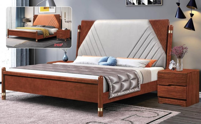 烏金木2103#床（莫蘭迪灰）