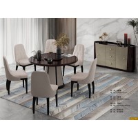 鑫亞軒家私：卓越皇朝意式輕奢極簡(jiǎn)圓桌161#（黑檀亮光）