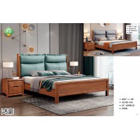 鴻豪家具時尚輕奢風格軟包實木床，江西南康實木家具廠家，華順陽光家具有限公司