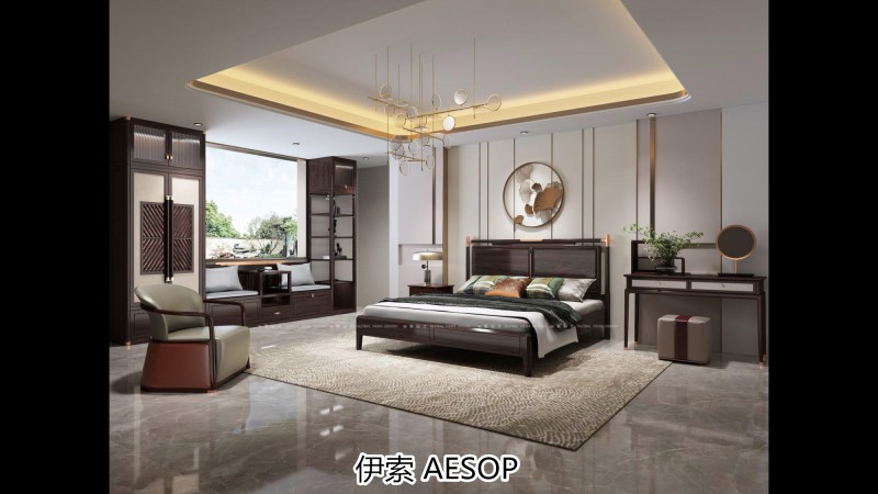 伊索未來系列國潮新中式非洲酸枝家具效果圖