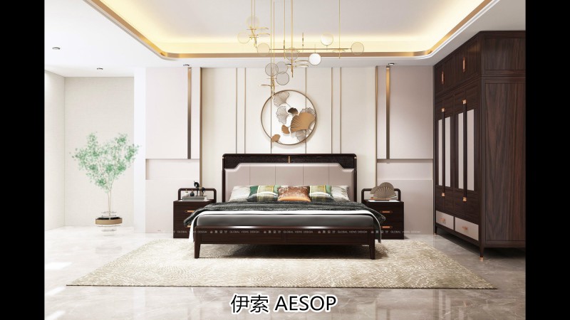 伊索未來系列國潮新中式非洲酸枝家具效果圖