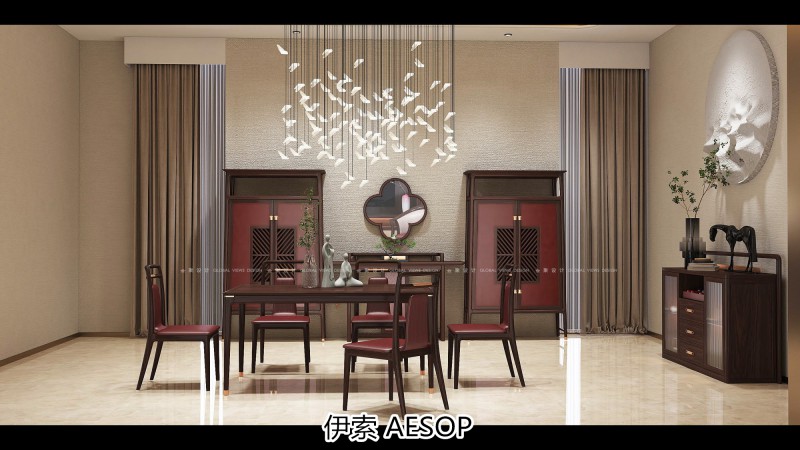 伊索未來系列國潮新中式非洲酸枝家具效果圖