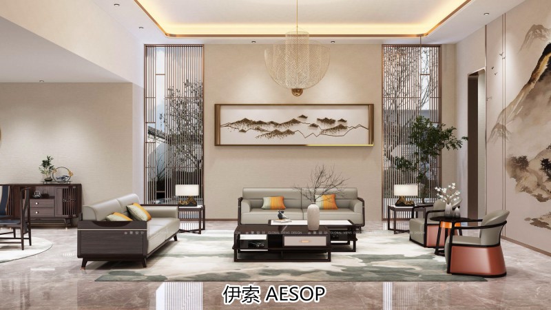 伊索未來系列國潮新中式非洲酸枝家具效果圖