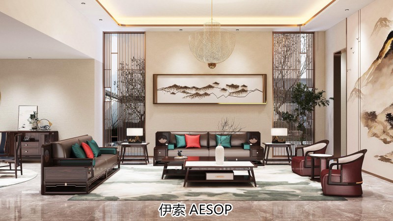 伊索未來系列國潮新中式非洲酸枝家具效果圖