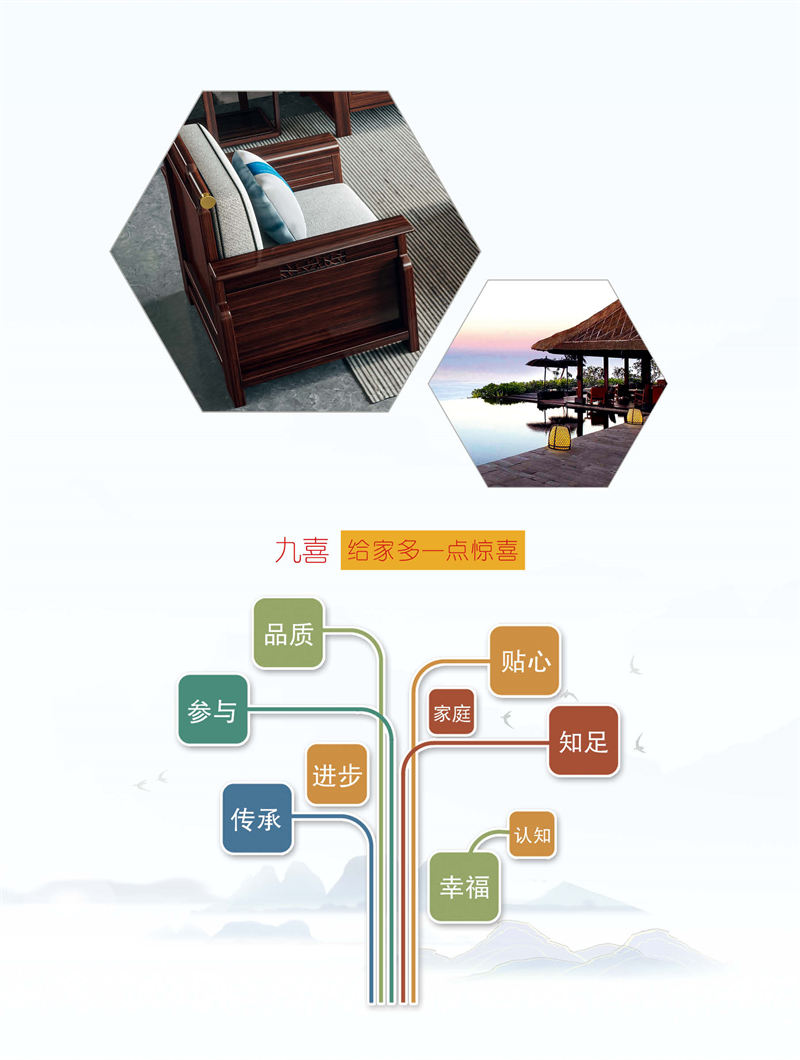 九喜木業(yè) 新中式風格烏金木家具