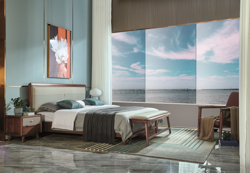 凡闊意式輕奢極簡家具：W2111 大床